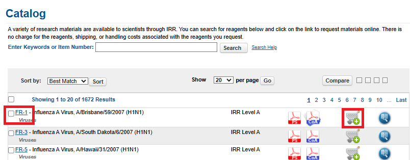 Catalog Search page Screenshot