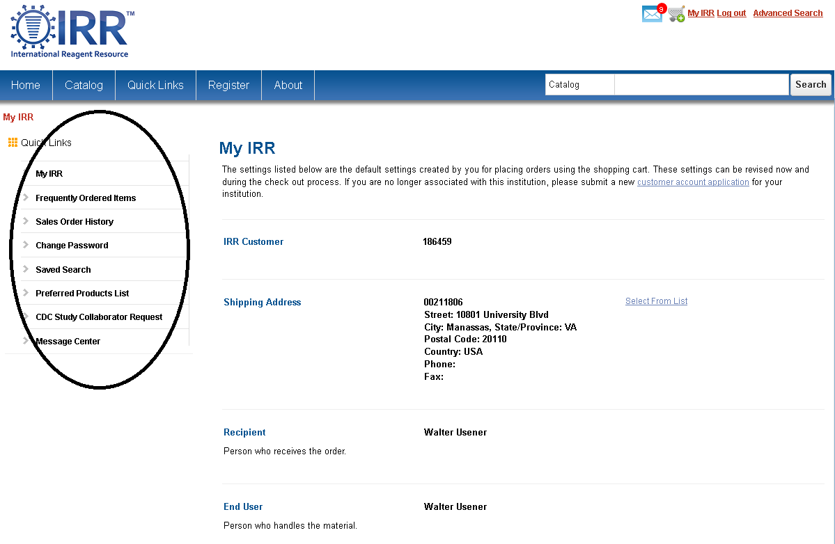 My IRR Page Screenshot